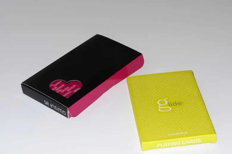 Black and yellow card boxes with bright colour printing
